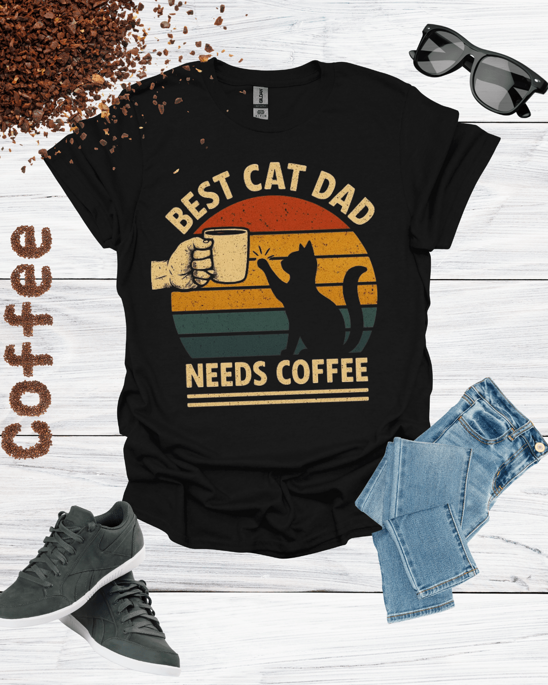 BEST CAT DAD NEEDS COFFEE T-Shirt