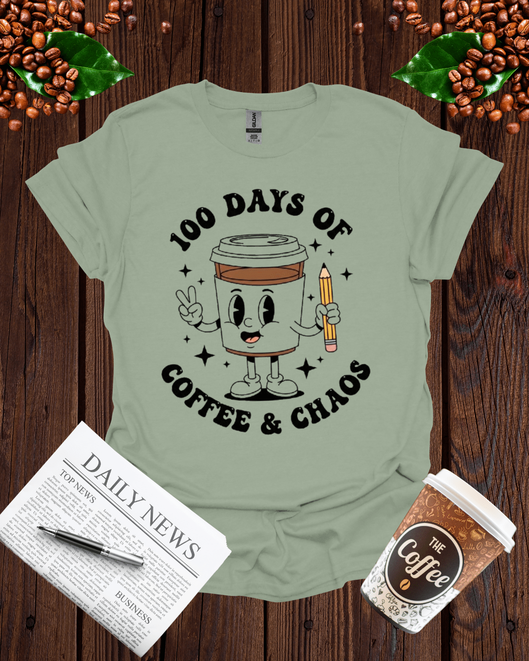 `100 DAYS OF COFFEE & CHAOS T-Shirt