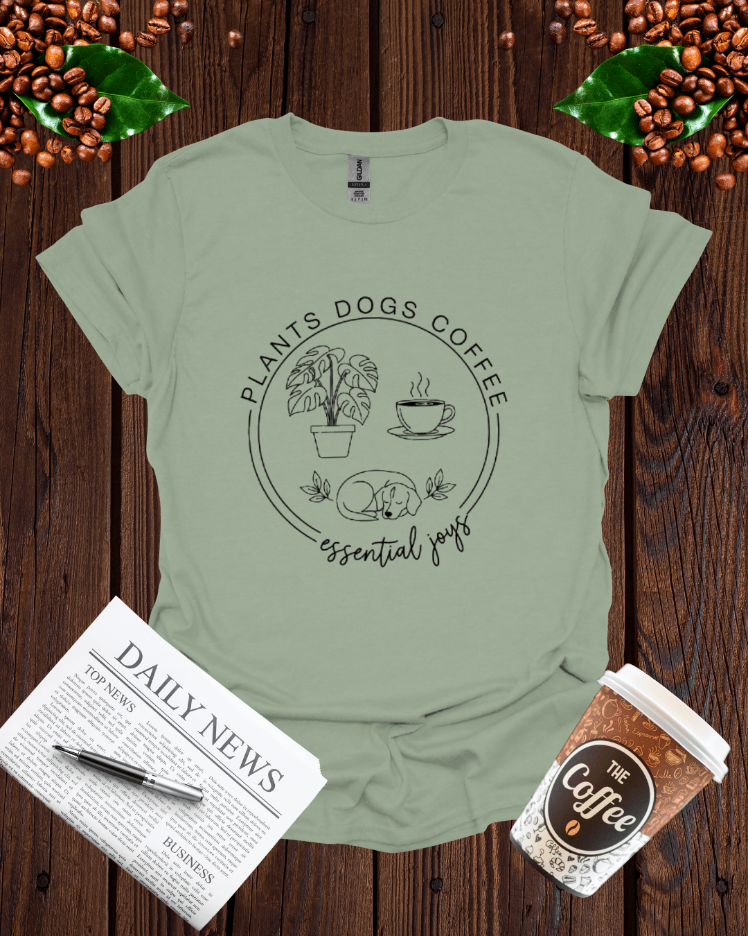 PLANTS DOGS COFFEE T-Shirt
