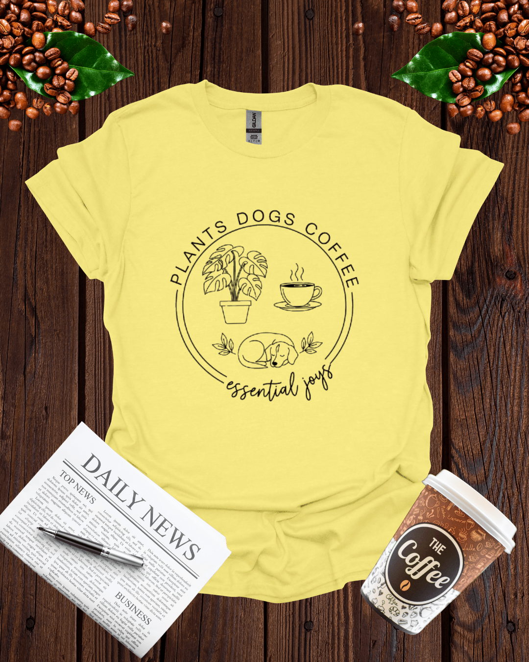 PLANTS DOGS COFFEE T-Shirt
