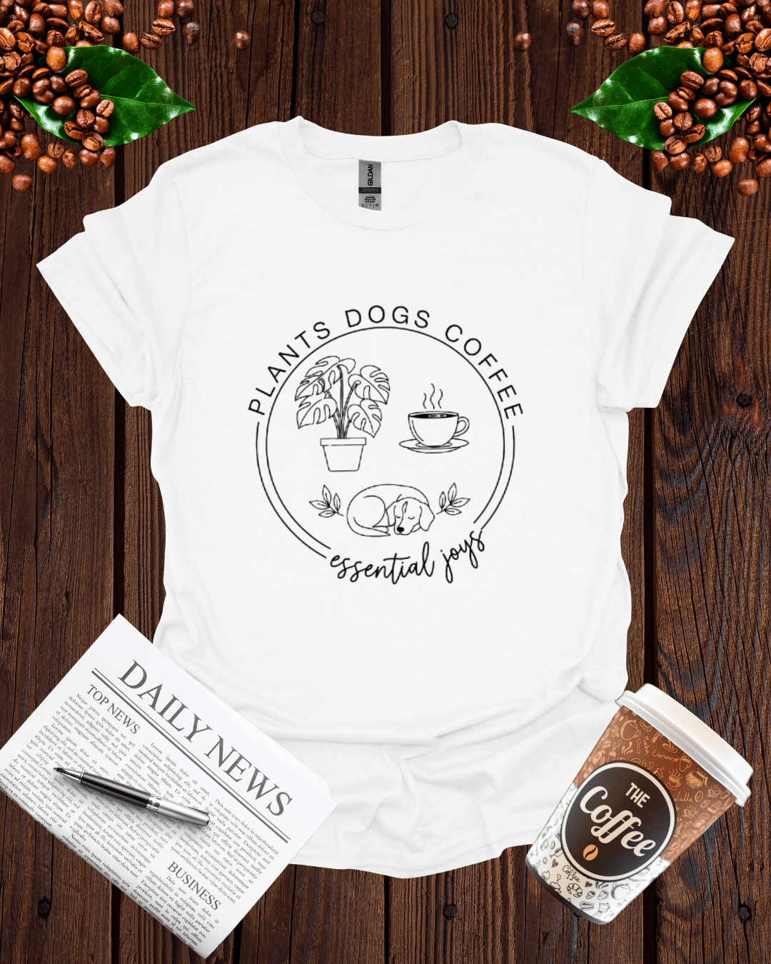 PLANTS DOGS COFFEE T-Shirt