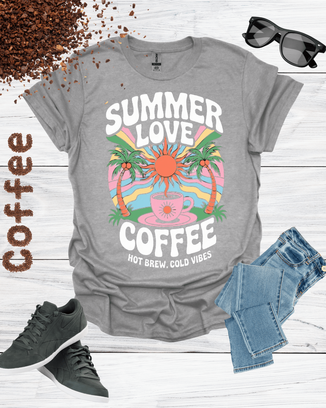 SUMMER LOVE COFFEE HOT BREW COLD VIBES T-Shirt