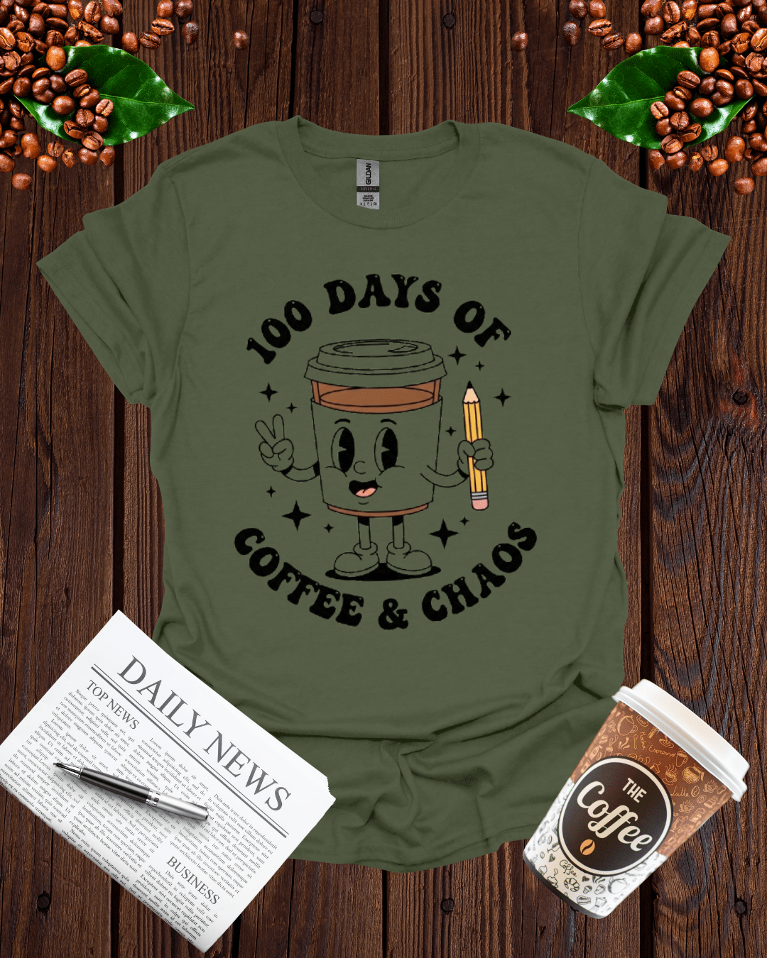 `100 DAYS OF COFFEE & CHAOS T-Shirt