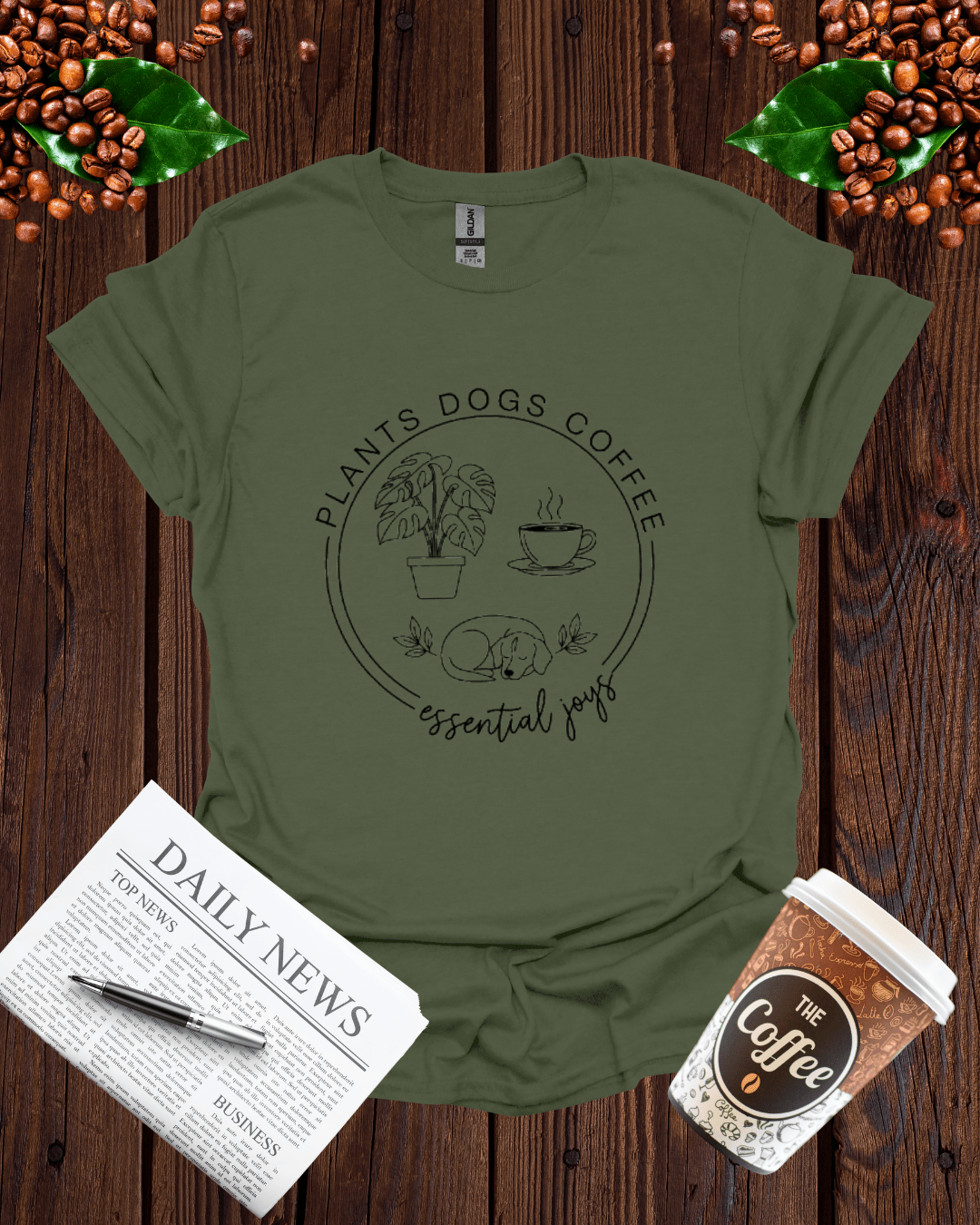 PLANTS DOGS COFFEE T-Shirt