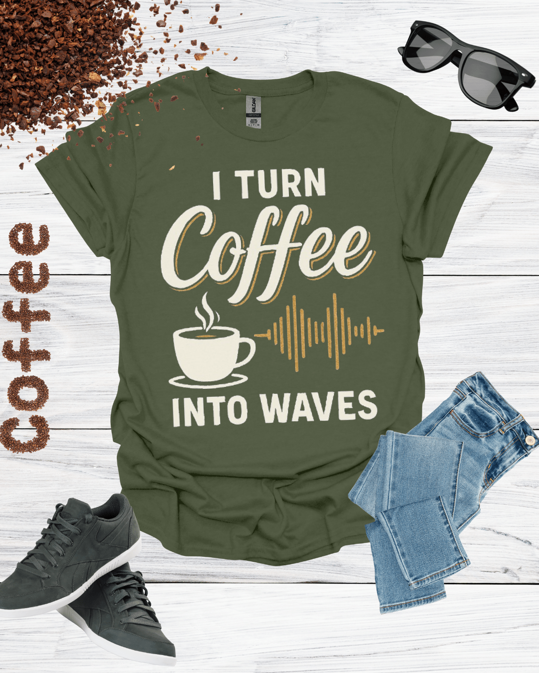 I TURN COFFEE INTO WAVES T-Shirt