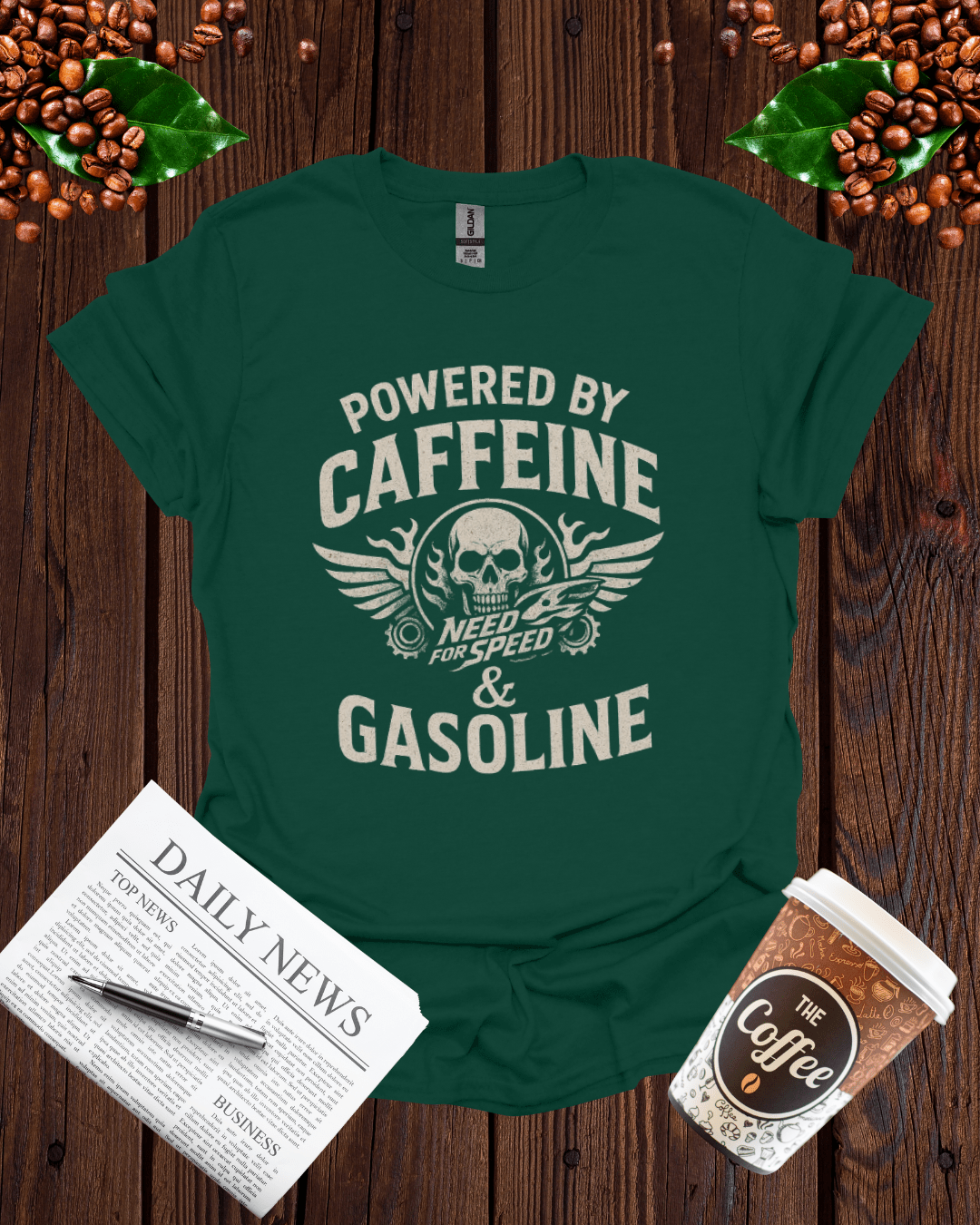 POWERED BY CAFFEINE & GASOLINE T-Shirt