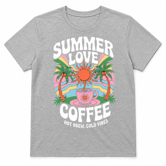 SUMMER LOVE COFFEE HOT BREW COLD VIBES T-Shirt