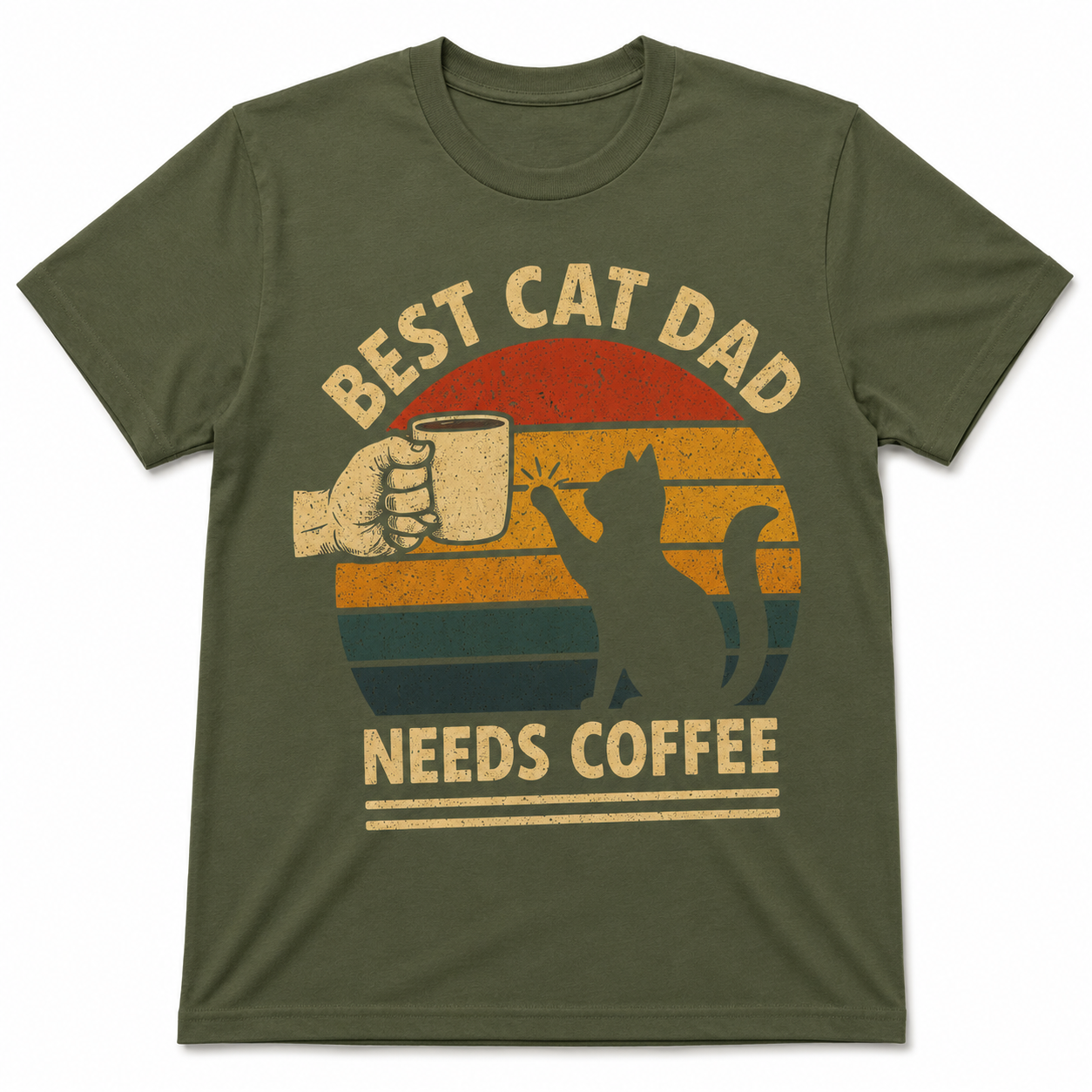 Best Cat Dad Needs Coffee Shirt