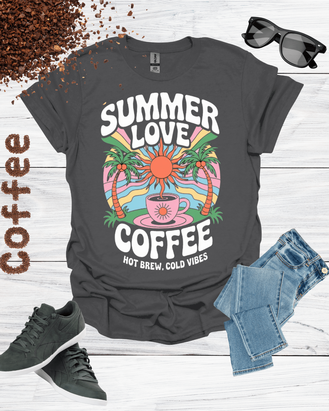 SUMMER LOVE COFFEE HOT BREW COLD VIBES T-Shirt