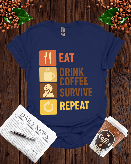 EAT DRINK COFFEE SURVIVE REPEAT T-Shirt
