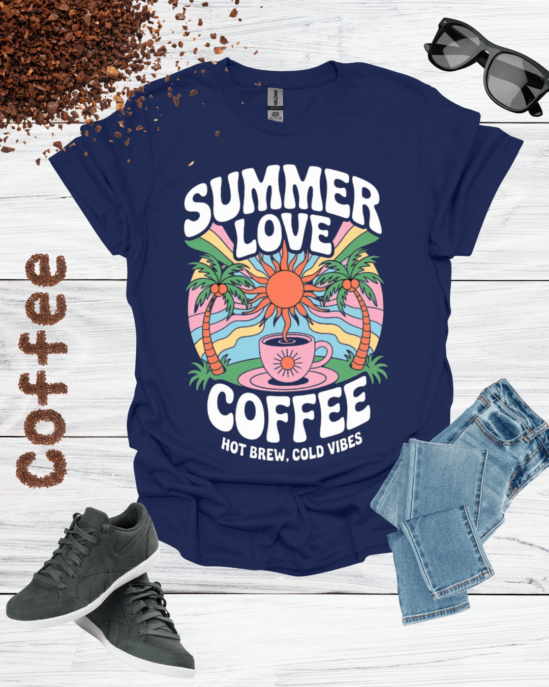 SUMMER LOVE COFFEE HOT BREW COLD VIBES T-Shirt