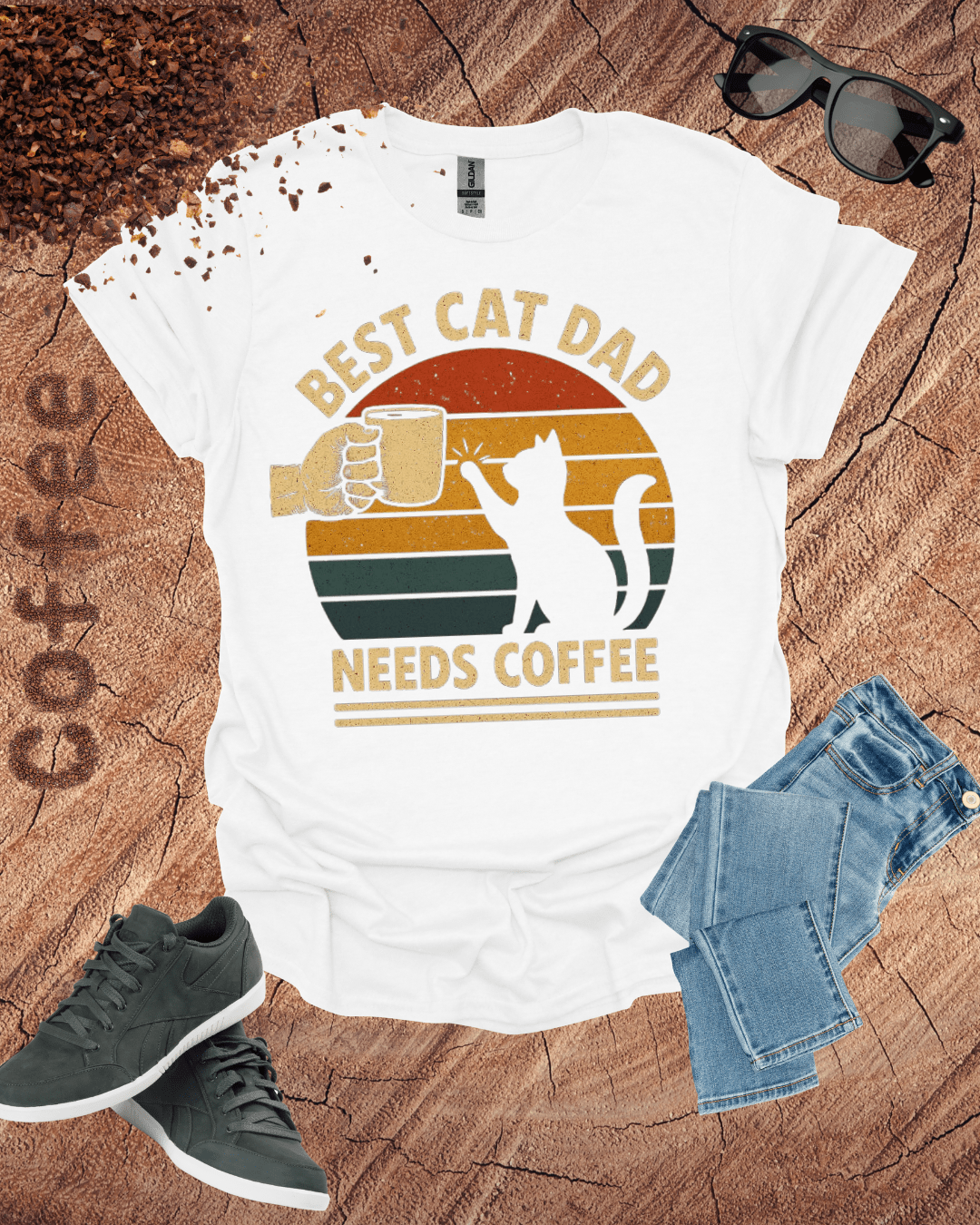 BEST CAT DAD NEEDS COFFEE T-Shirt