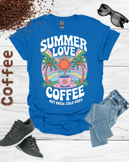 SUMMER LOVE COFFEE HOT BREW COLD VIBES T-Shirt