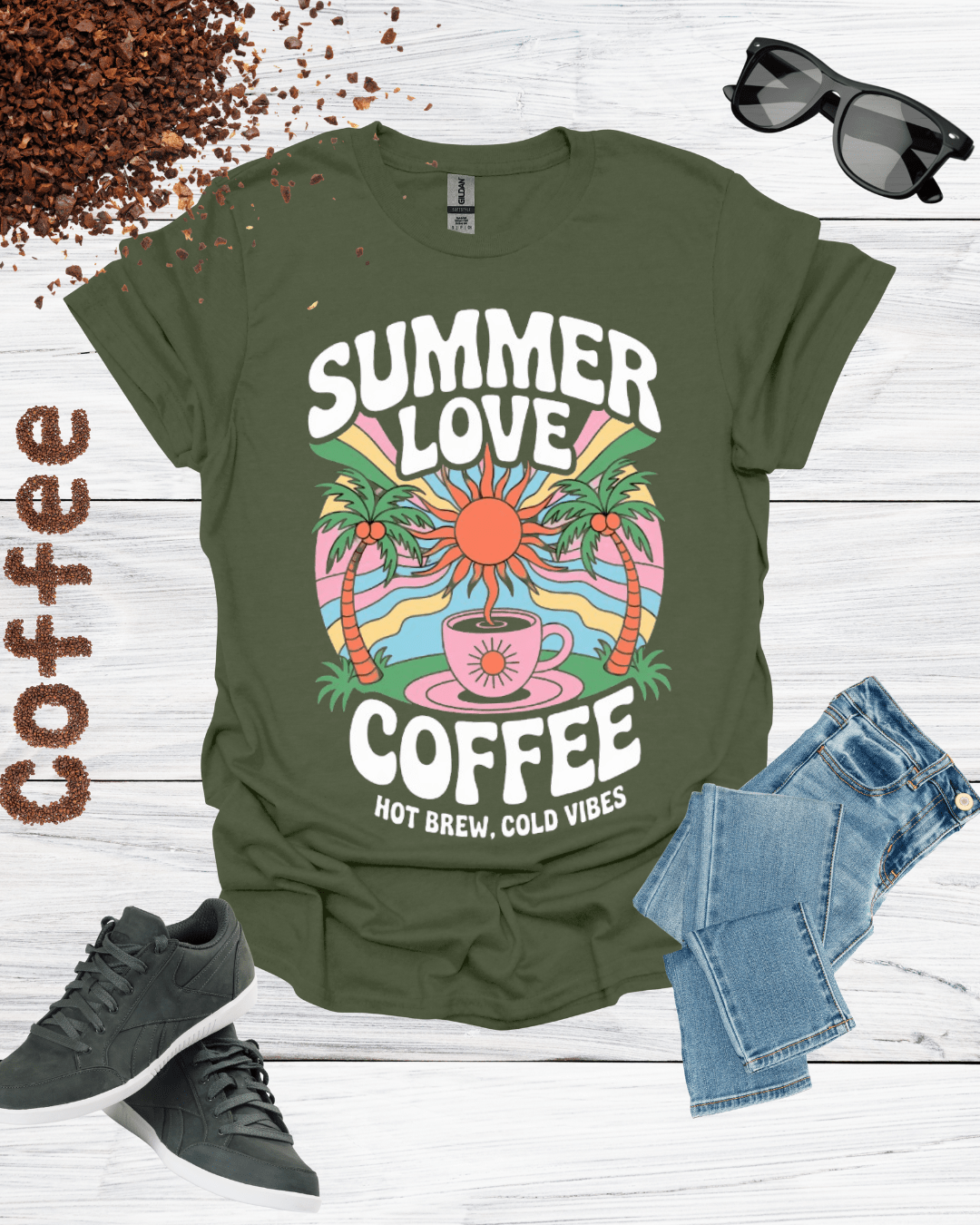 SUMMER LOVE COFFEE HOT BREW COLD VIBES T-Shirt