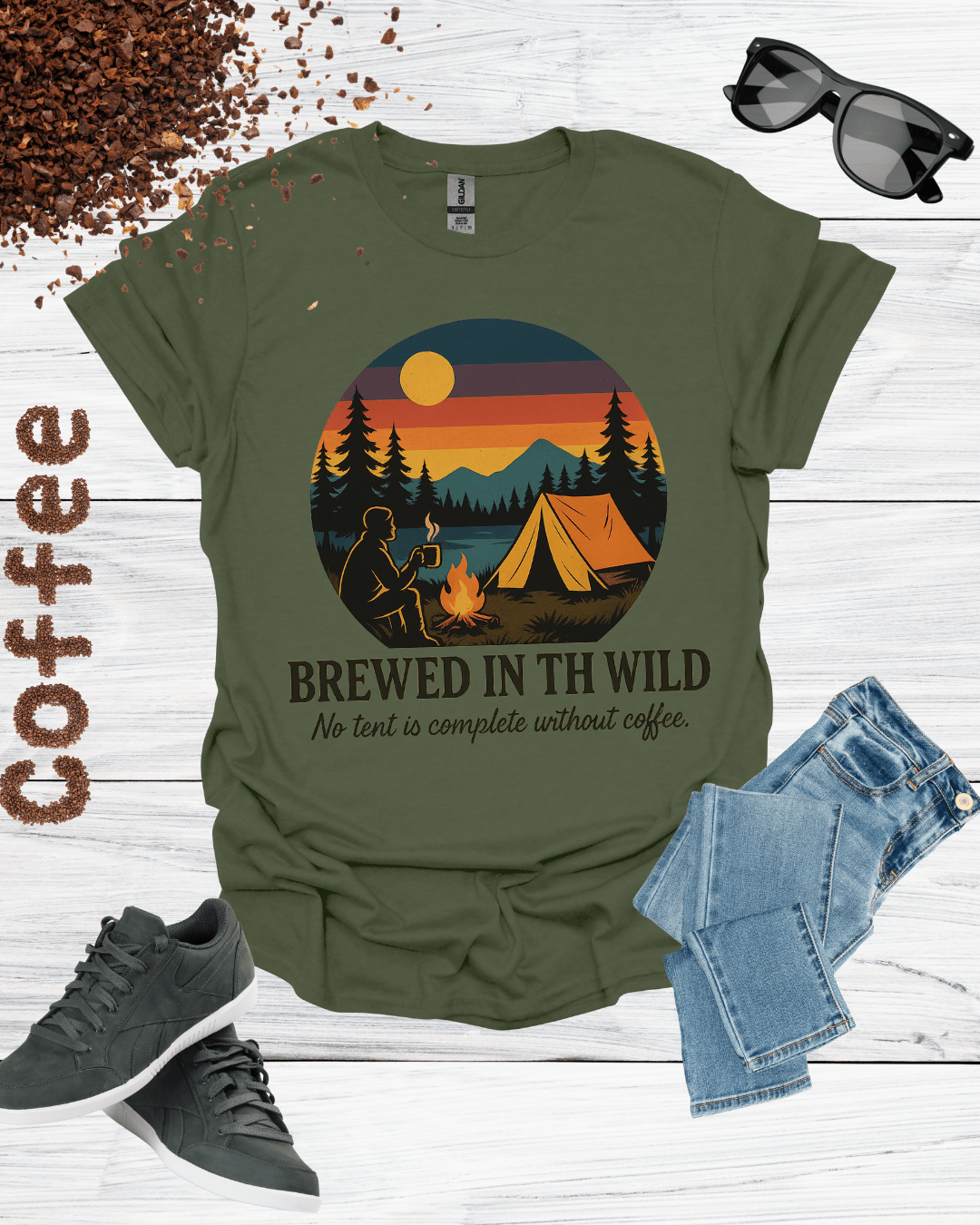 BREWED IN THE WILD No tent is complete without coffee T-Shirt