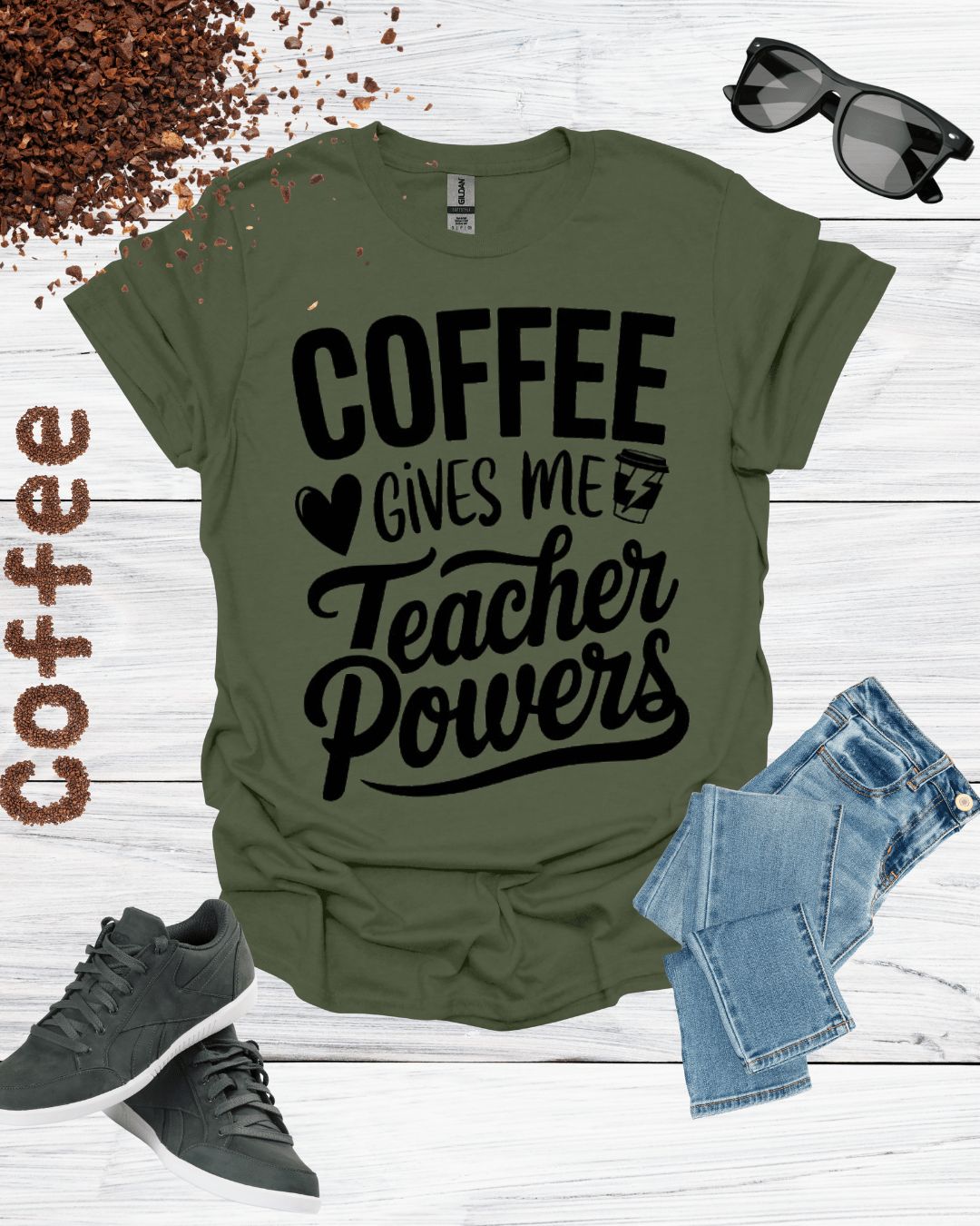COFFEE Gives me Teacher Power T-Shirt