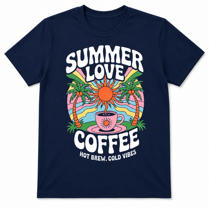 SUMMER LOVE COFFEE HOT BREW COLD VIBES T-Shirt
