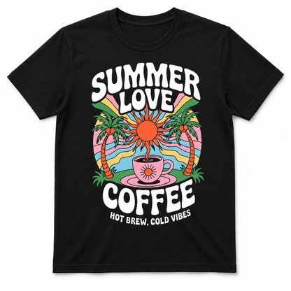 SUMMER LOVE COFFEE HOT BREW COLD VIBES T-Shirt