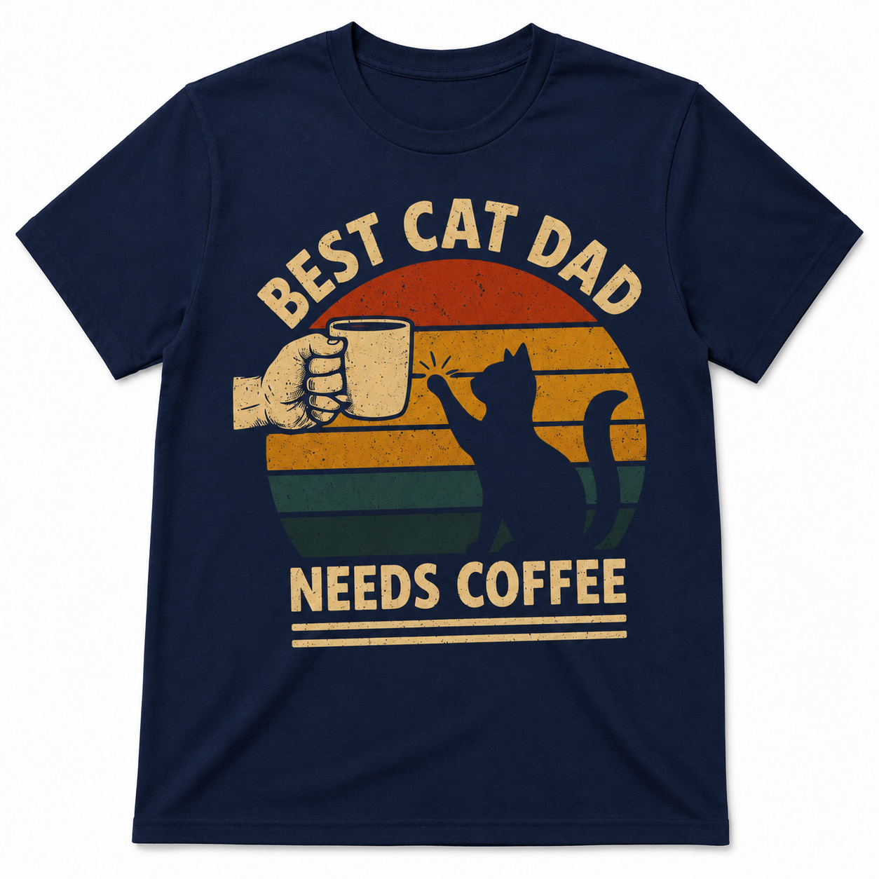 Best Cat Dad Needs Coffee Shirt