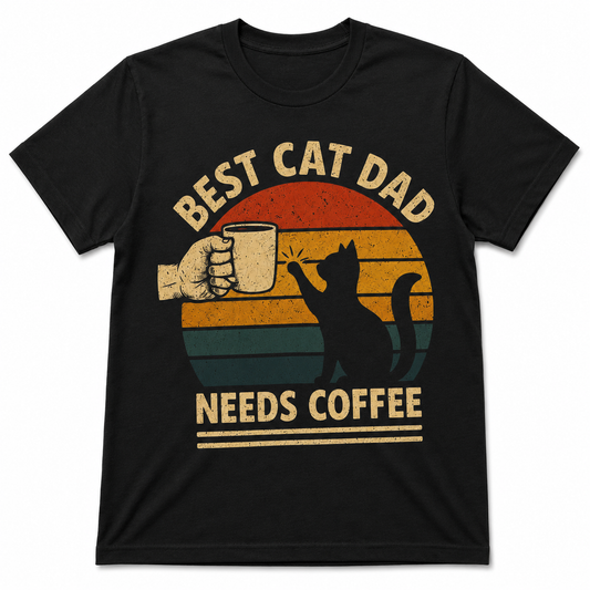 Best Cat Dad Needs Coffee Shirt
